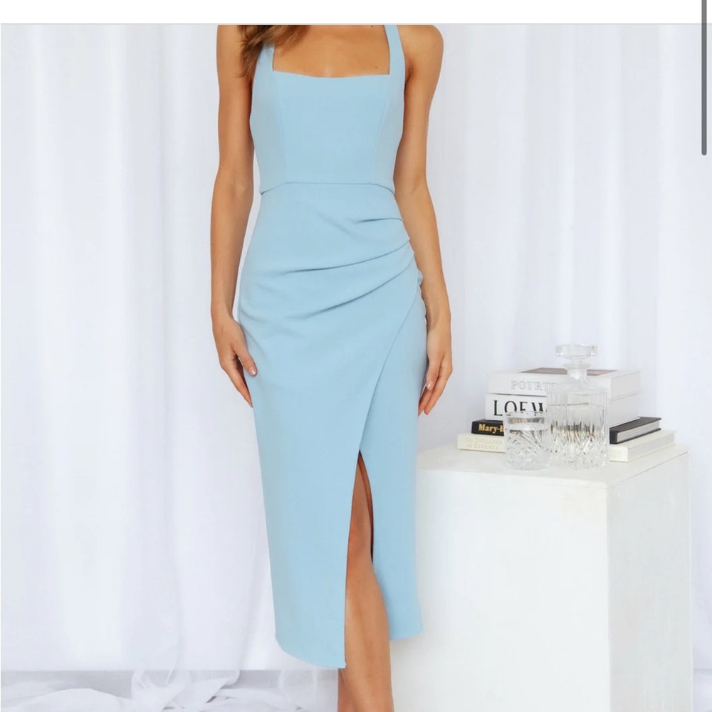 Hello Molly Blue Wrap Midi Dress